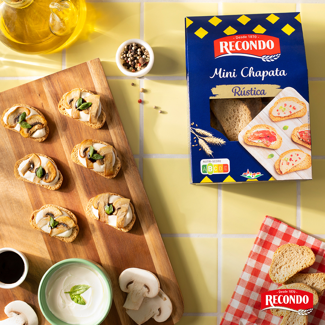 Mini Chapata con queso crema, champiñones y reducción balsámica