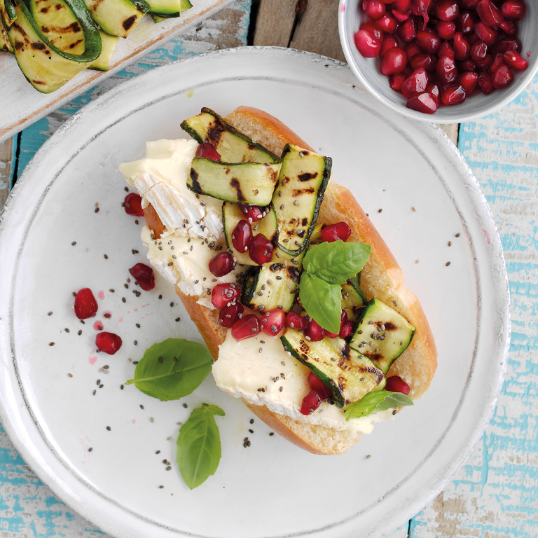 Chargrilled Courgette and Brie Rolls