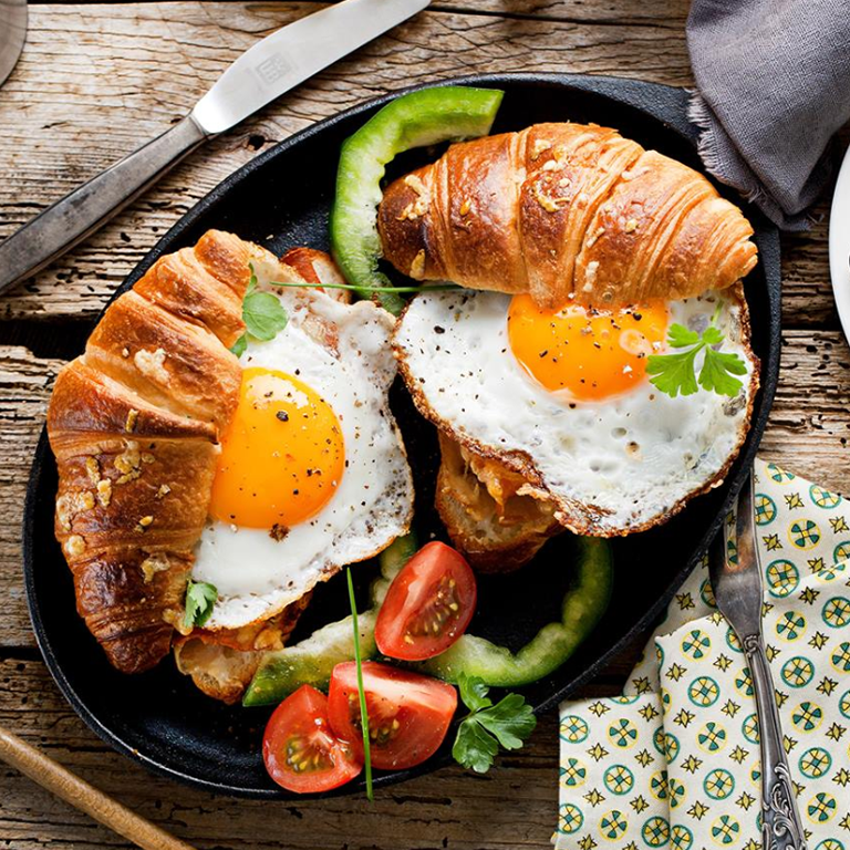 Avocado and Fried Egg Croissants