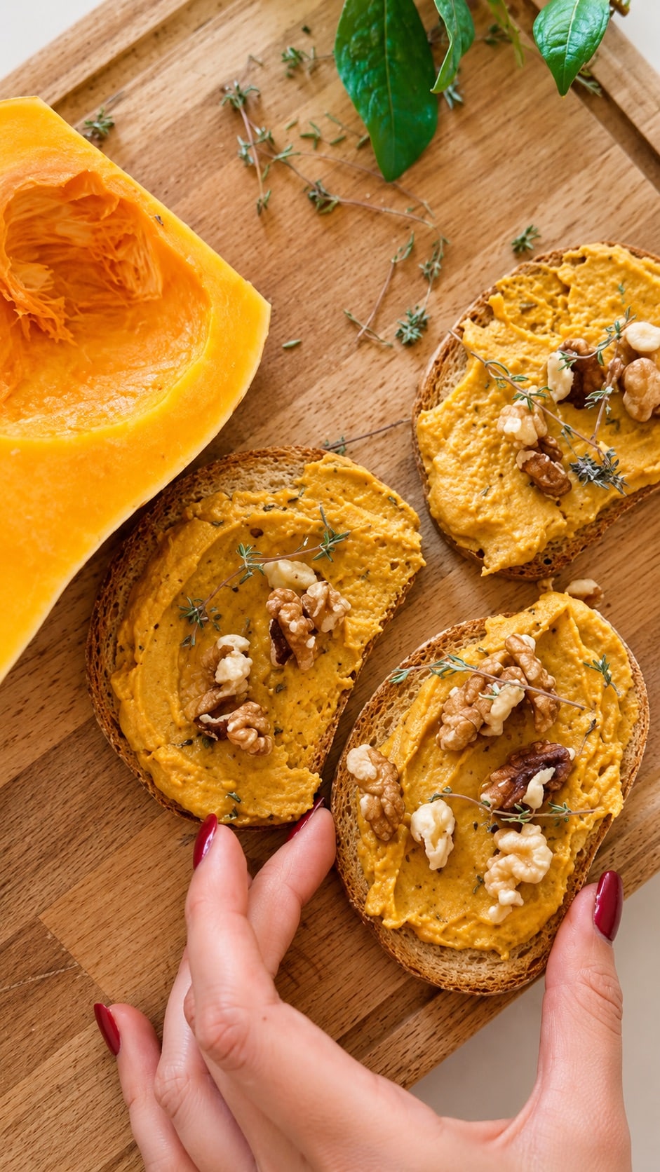 Tartines de Pain Céréales & Graines avec butternut & roquefort